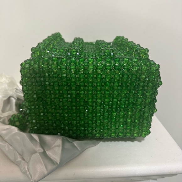 Handcrafted Emerald Pearl Beaded Mini Bag - Picture 8 of 8